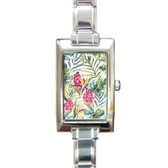 Tropical flowers Rectangle Italian Charm Watch