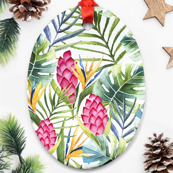 Tropical flowers Ornament (Oval)