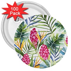 Tropical Flowers 3  Buttons (100 Pack)  by goljakoff