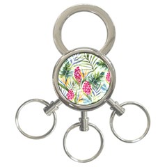 Tropical flowers 3-Ring Key Chain