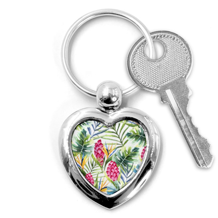 Tropical flowers Key Chain (Heart)