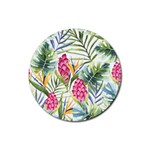 Tropical flowers Rubber Coaster (Round)  Front