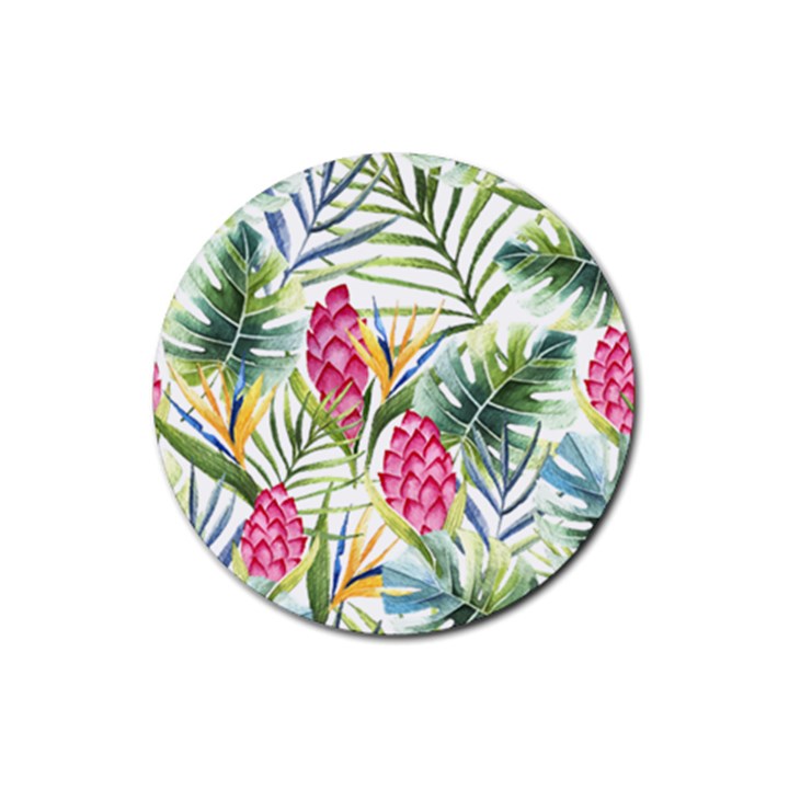 Tropical flowers Rubber Coaster (Round) 