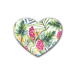 Tropical flowers Heart Coaster (4 pack) 