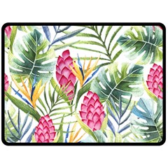 Tropical flowers Fleece Blanket (Large) 