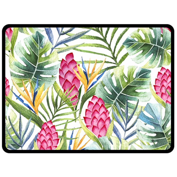 Tropical flowers Fleece Blanket (Large) 