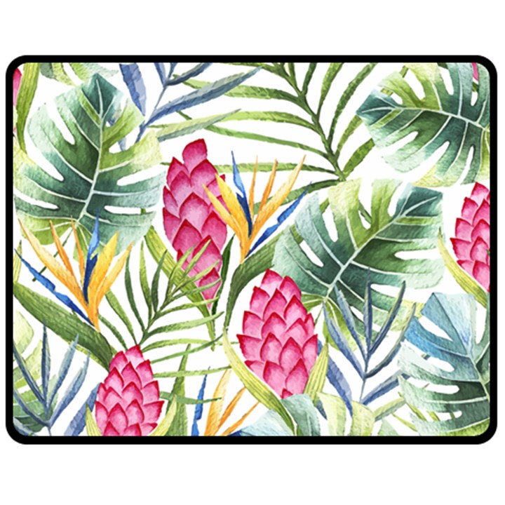 Tropical flowers Fleece Blanket (Medium) 