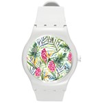 Tropical flowers Round Plastic Sport Watch (M) Front