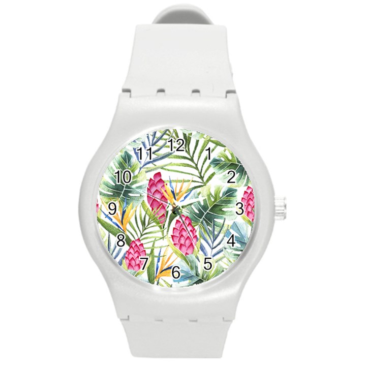 Tropical flowers Round Plastic Sport Watch (M)