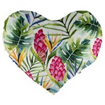 Tropical flowers Large 19  Premium Heart Shape Cushions Front