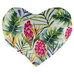 Tropical flowers Large 19  Premium Heart Shape Cushions Back