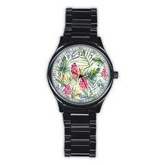 Tropical flowers Stainless Steel Round Watch