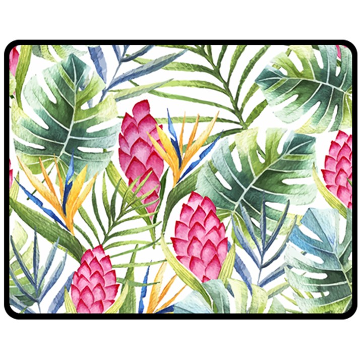 Tropical flowers Double Sided Fleece Blanket (Medium) 