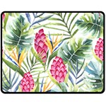 Tropical flowers Double Sided Fleece Blanket (Medium)  58.8 x47.4  Blanket Back