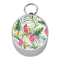 Tropical Flowers Mini Silver Compasses by goljakoff