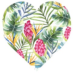 Tropical Flowers Wooden Puzzle Heart by goljakoff