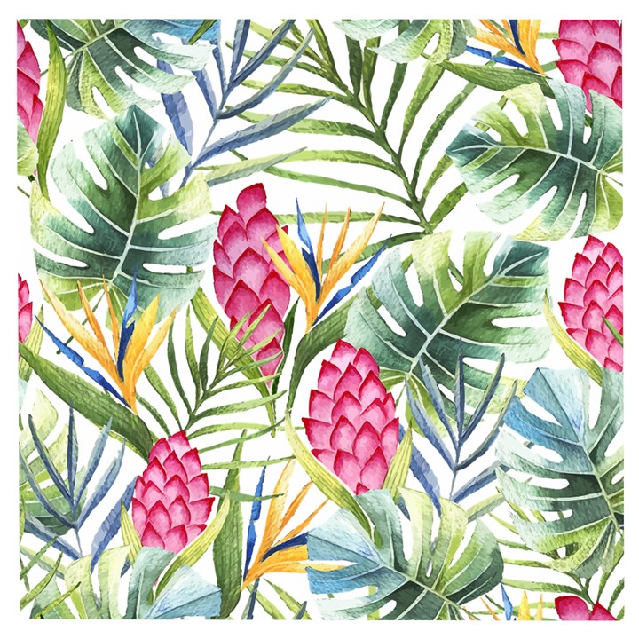 Tropical flowers Wooden Puzzle Square