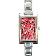 Red Leaves Rectangle Italian Charm Watch by goljakoff