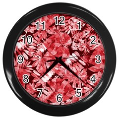 Red Leaves Wall Clock (black) by goljakoff