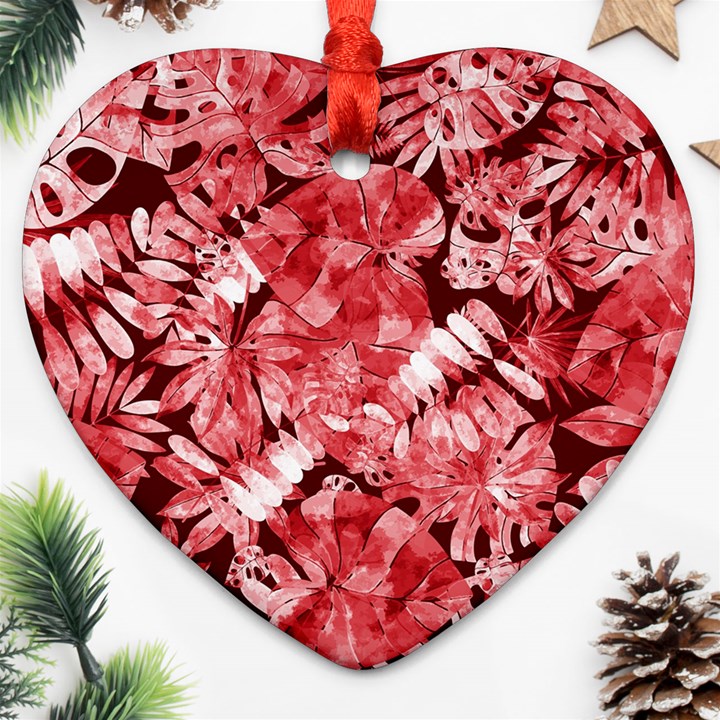 Red leaves Heart Ornament (Two Sides)