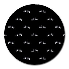 Black And White Boxing Motif Pattern Round Mousepads by dflcprintsclothing