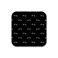 Black And White Boxing Motif Pattern Rubber Square Coaster (4 Pack)  by dflcprintsclothing