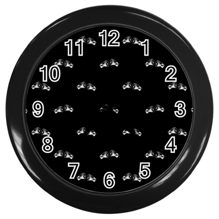 Black And White Boxing Motif Pattern Wall Clock (Black)