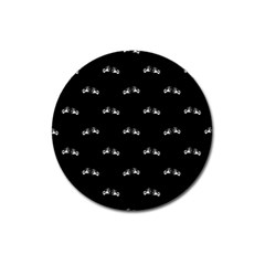 Black And White Boxing Motif Pattern Magnet 3  (round) by dflcprintsclothing