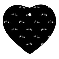 Black And White Boxing Motif Pattern Heart Ornament (two Sides) by dflcprintsclothing