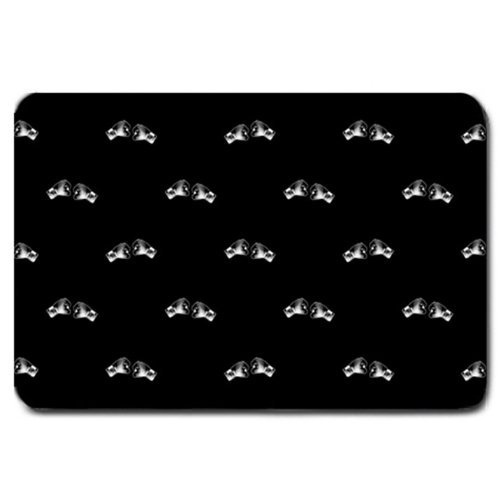 Black And White Boxing Motif Pattern Large Doormat 