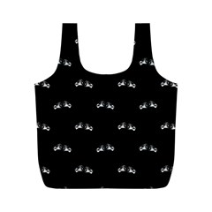 Black And White Boxing Motif Pattern Full Print Recycle Bag (m)