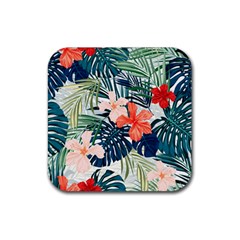 Tropical Flowers Rubber Coaster (square)  by goljakoff