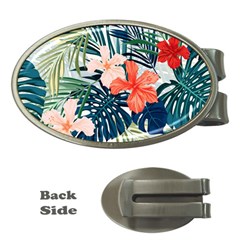 Tropical Flowers Money Clips (oval)  by goljakoff