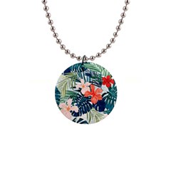 Tropical Flowers 1  Button Necklace by goljakoff