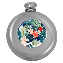 Tropical Flowers Round Hip Flask (5 Oz) by goljakoff