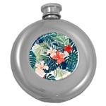 Tropical flowers Round Hip Flask (5 oz) Front