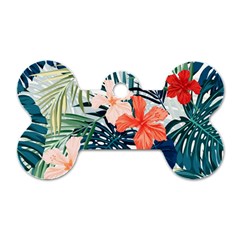 Tropical Flowers Dog Tag Bone (two Sides) by goljakoff