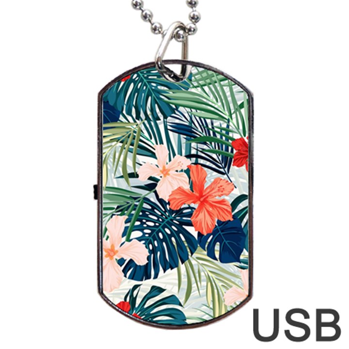 Tropical flowers Dog Tag USB Flash (One Side)