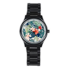 Tropical Flowers Stainless Steel Round Watch by goljakoff