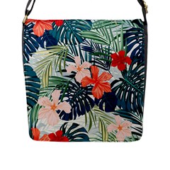 Tropical Flowers Flap Closure Messenger Bag (l) by goljakoff