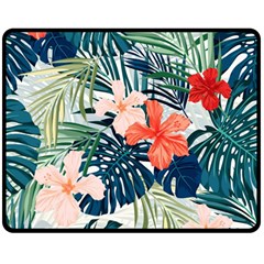 Tropical Flowers Double Sided Fleece Blanket (medium)  by goljakoff