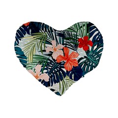 Tropical Flowers Standard 16  Premium Flano Heart Shape Cushions by goljakoff