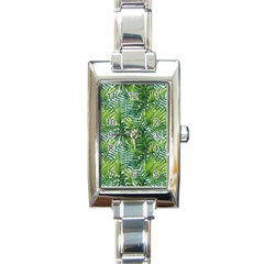 Green Leaves Rectangle Italian Charm Watch by goljakoff