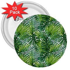 Green Leaves 3  Buttons (10 Pack)  by goljakoff