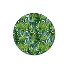 Green Leaves Rubber Coaster (round)  by goljakoff