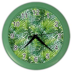 Green Leaves Color Wall Clock by goljakoff