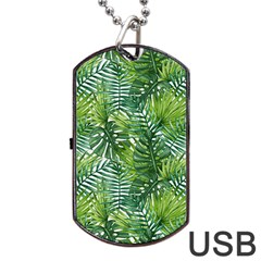 Green Leaves Dog Tag Usb Flash (two Sides) by goljakoff