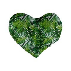 Green Leaves Standard 16  Premium Flano Heart Shape Cushions by goljakoff