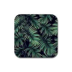 Green Palm Leaves Rubber Square Coaster (4 Pack)  by goljakoff