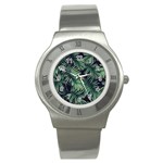 Green palm leaves Stainless Steel Watch Front